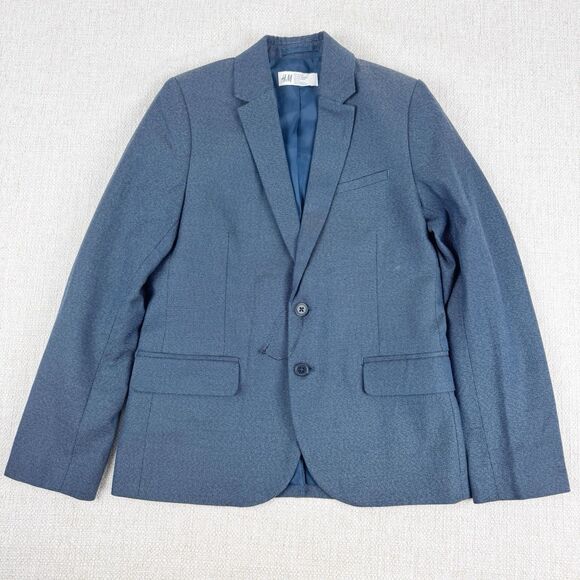 H&M Youth Boy's Blue Linen Cotton Blend Blazer Jacket NWOT - Picture 1 of 10